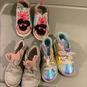 3 pair of little girl sneakers